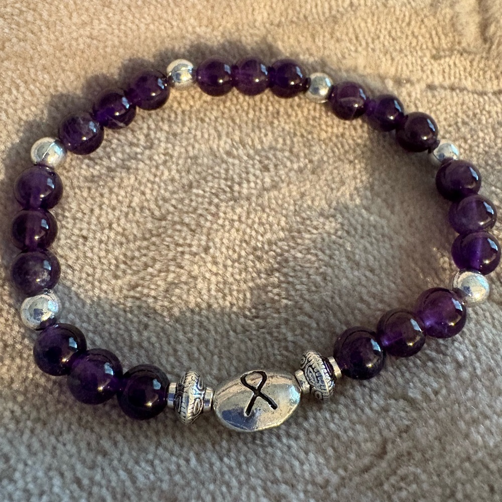 Purple Beaded Bracelet 100% donation made to fund pancan.org